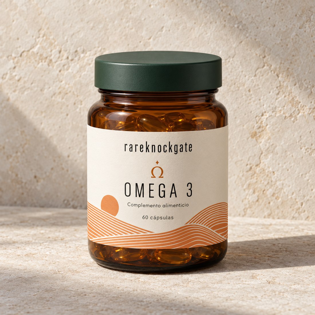 Bote de Omega 3, complemento alimenticio, 60 cápsulas