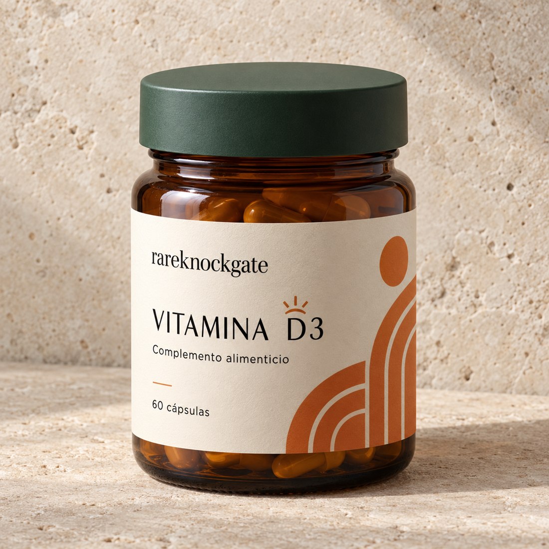 Bote de Vitamina D3, complemento alimenticio, 60 cápsulas
